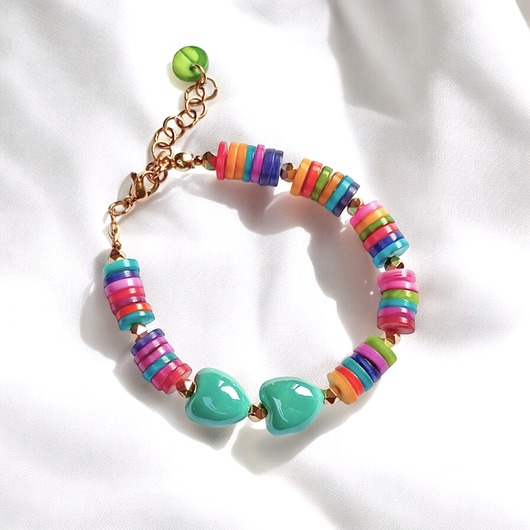 bransoletki ceramiczne Bransoletka : SUMMER collection: masa perłowa i ceramiczne serduszka