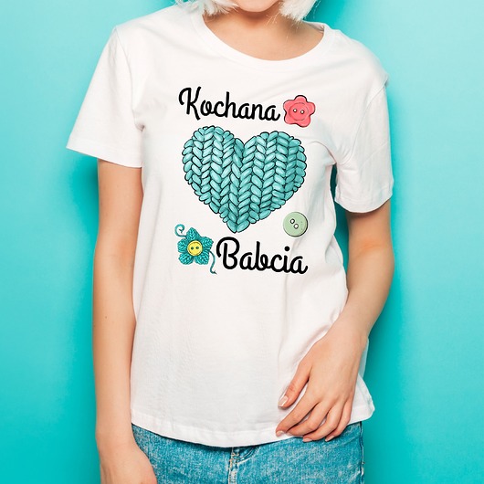 t-shirt damskie Koszulka organiczna z nadrukiem Kochana babcia