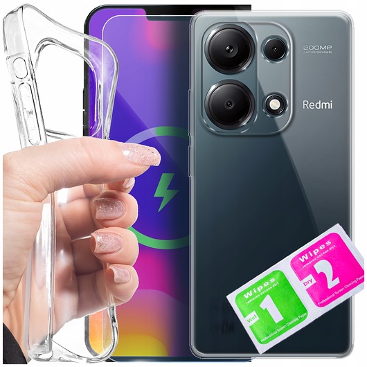 etui na telefon Etui do XIAOMI REDMI NOTE 13 PRO 4G grube silikon case crystal 2MM + SZKŁO