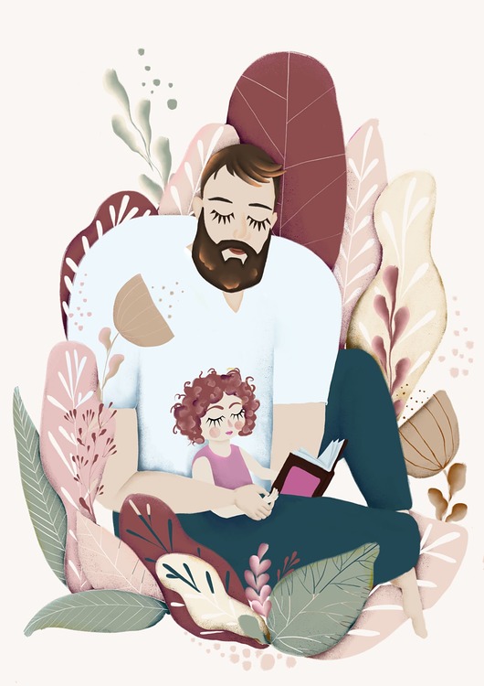 grafiki i ilustracje Dad and daughter