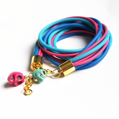 czaszki & ważki GLAM podwójna PINK & BLUE kaktusia
