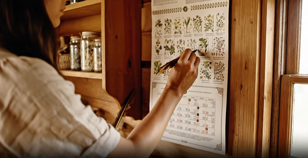 kalendarze i plannery Kalendarz zbioru ziół 2026 format A2 z ziołami