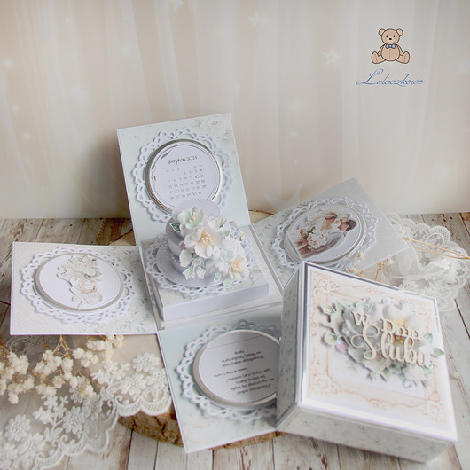 kartki scrapbooking Exploding box ślubny kartka ślubna "Sweetheart" GOTOWY