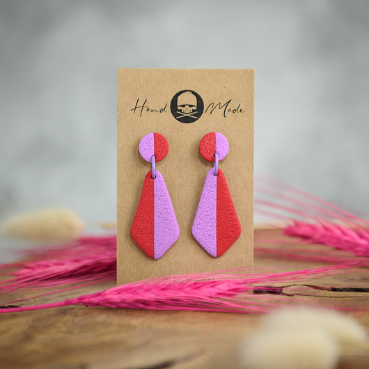kolczyki z masy plastycznej Kolczyki Zuza - fioletowo-czerwone