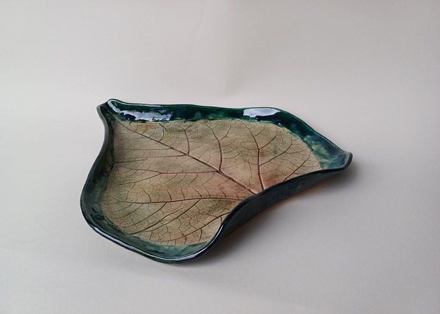 patery i talerze Duża Patera ceramiczna liść