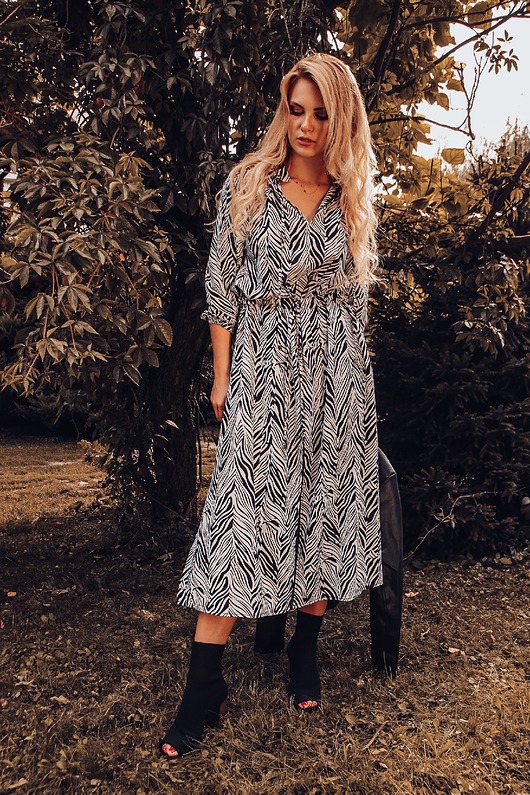 sukienki midi damskie KATHERINE zebra