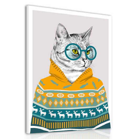 obrazy OBRAZ NA PŁÓTNIE - Kot w swetrze