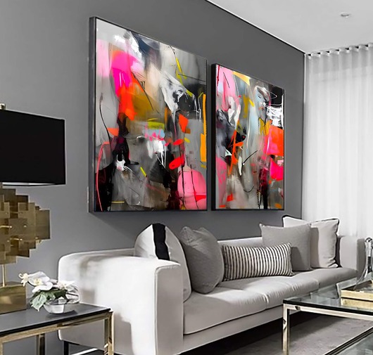 obrazy Dwa obrazy do salonu 80x140cm