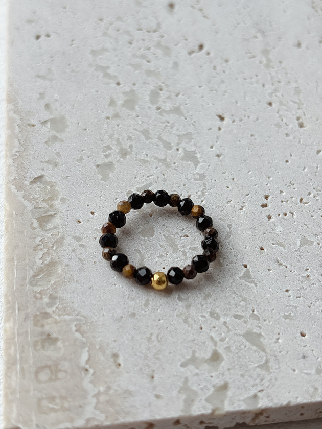 pierścionki elastyczne Pierścionek elastyczny Tygrysie Oko  i Onyks