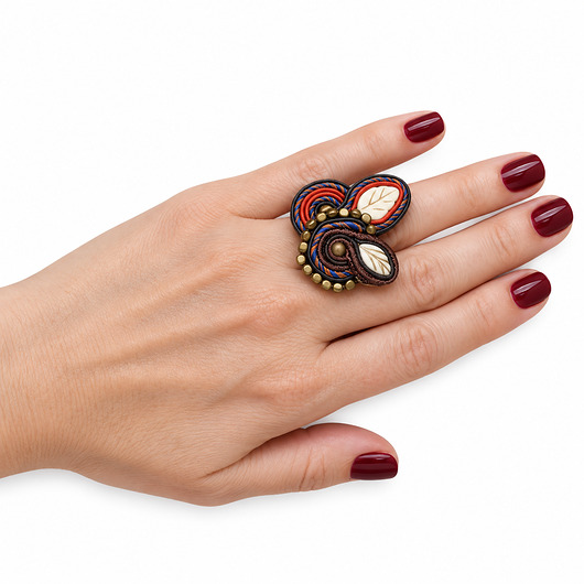 pierścionki - różne Jesienny pierścionek soutache