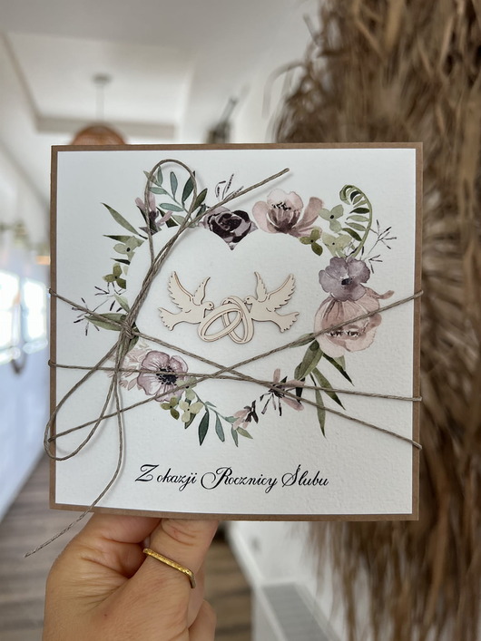 kartki scrapbooking Prezent na rocznicę ślubu - kartka z życzeniami