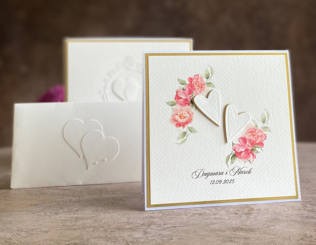 zaproszenia i kartki na ślub Kartka na ślub z pudełkiem i kopertą, WA26B