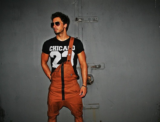 Button dungaree musztardowe ogrodniczki Button