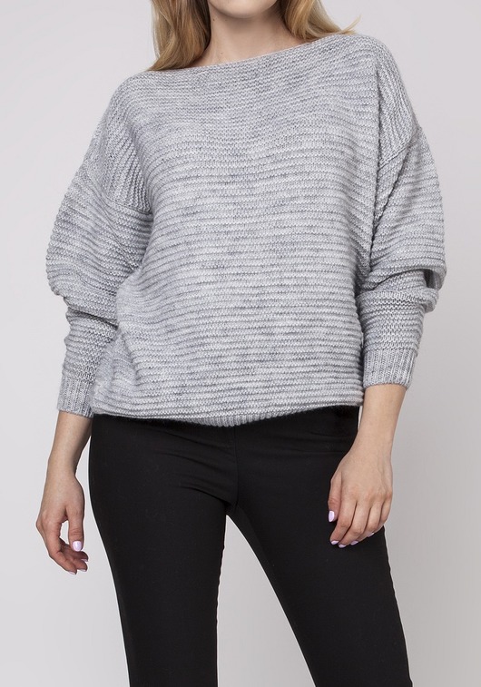 OVERSIZE'OWY SWETER Z FAKTURĄ,SWE125 szary Lanti