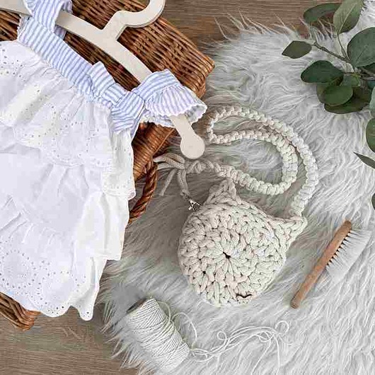 torebki, worki i plecaki dziecięce Torebka ze sznurka dla dziewczynki, kotek