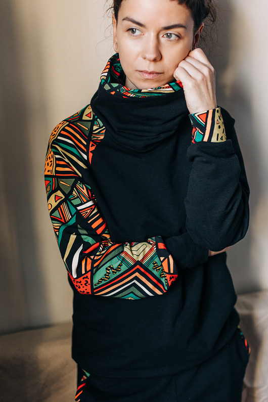 bluza z kapturem damska Bluza z golfem - ETNO