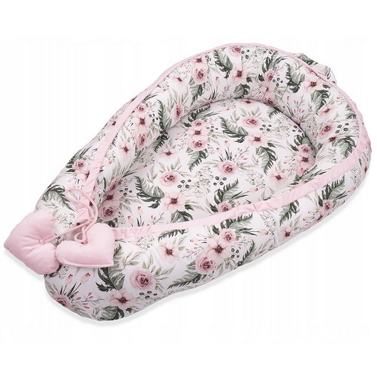 akcesoria do łóżeczek Kokon Niemowlęcy Velvet - Rose Garden  Light Pink