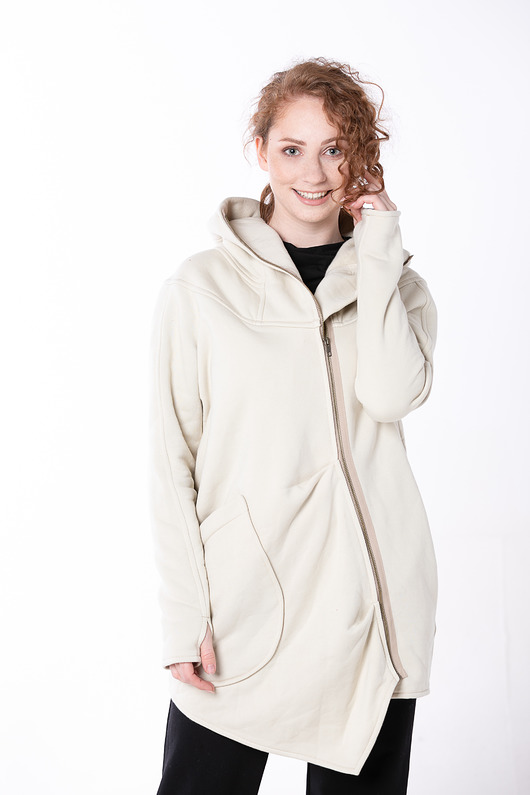 bluza z kapturem damska Asymetryczny płaszcz bluza bawełniana