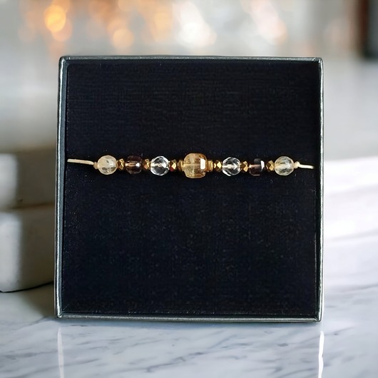 bransoletki z kamieni naturalnych DOBROBYT - amulet - cytryn, kwarc dymny, kryształ górski :: PREMIUM