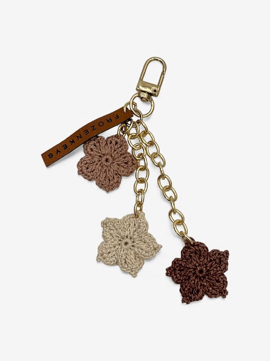 breloki Brelok Trzy Kwiatki - Beże i Czekolada