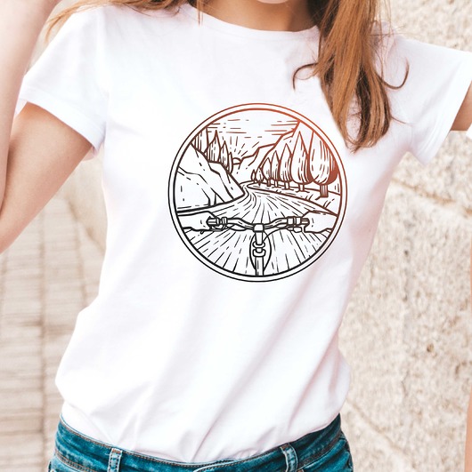 t-shirt damskie Koszulka organiczna z nadrukiem  Bike travel