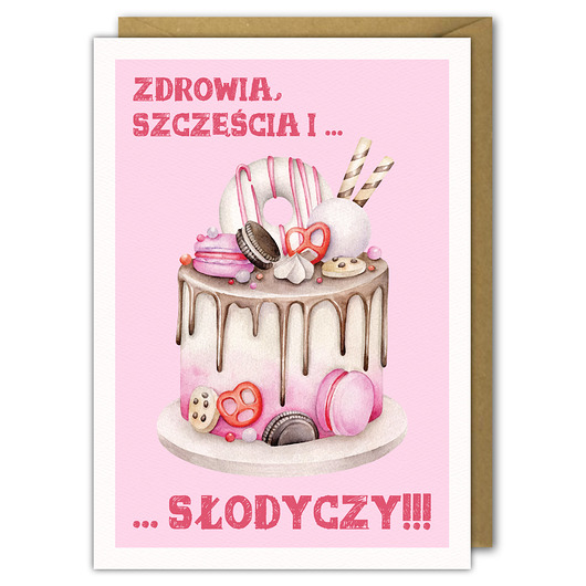kartki okolicznościowe - wydruki Karnet Urodzinowy, Tort Słodkości