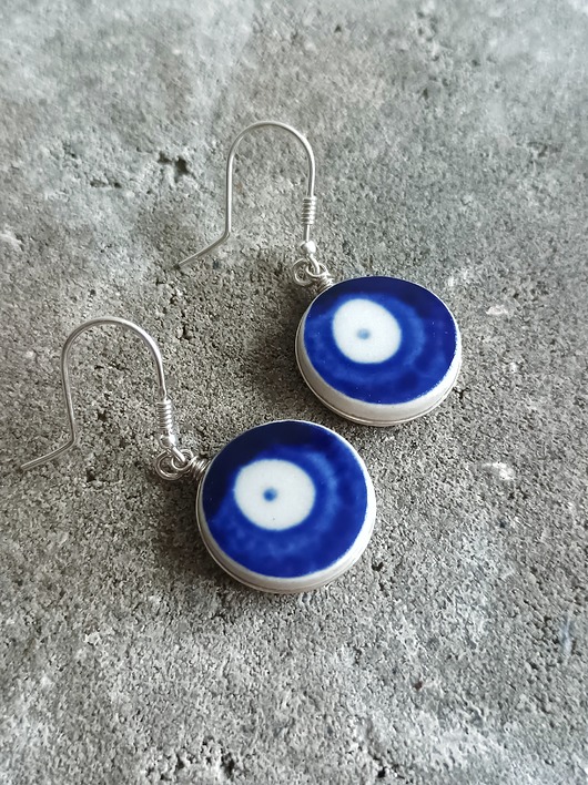 kolczyki ceramiczne Kolczyki ceramiczne Bolesławiec dwustronne