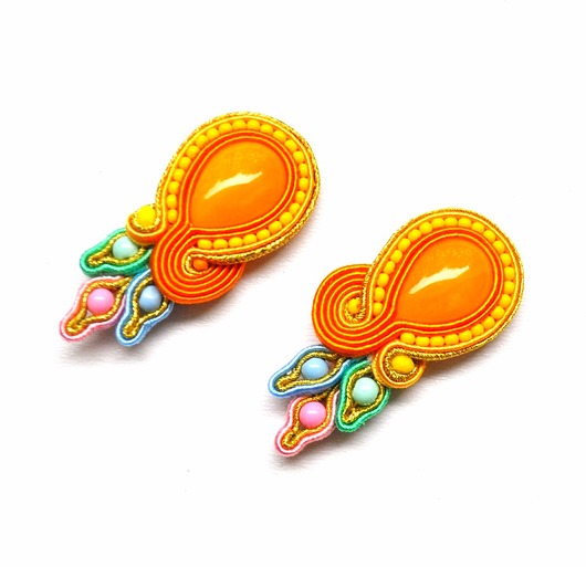 kolczyki soutache Sutaszowe kolczyki GOLDEN