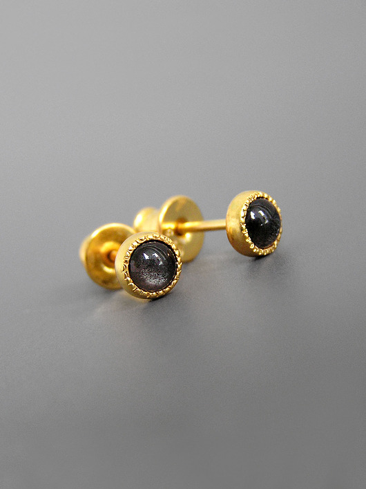 kolczyki pozłacane Kolczyki z obsydianem, srebro pozłacane