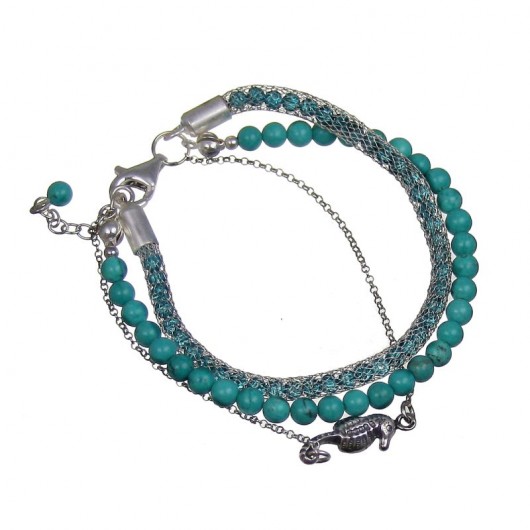BRANSOLETKA TURQUOISE SHINE srebro turkusy POPLAVSKY