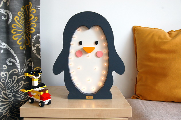 lampy do pokoju dziecka Lampka Drewniana Pingwinek Padi