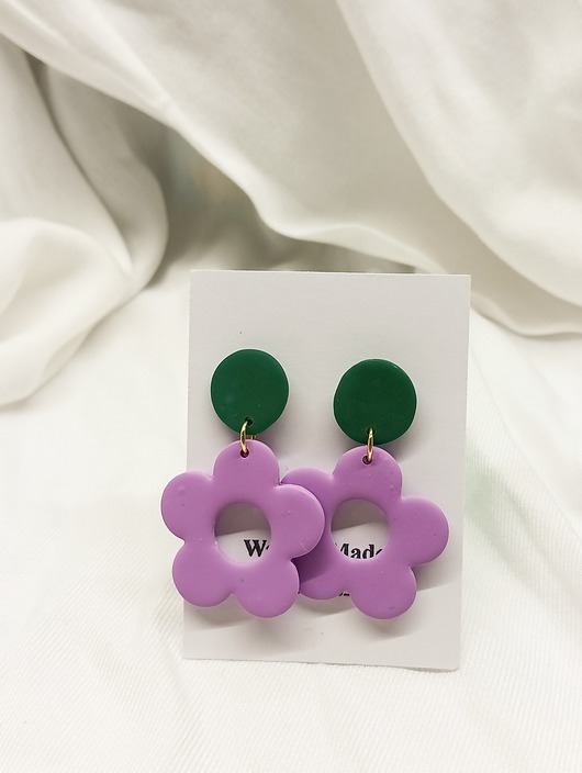 Kolczyki Flower Power wiszące kwiaty Waszkamade