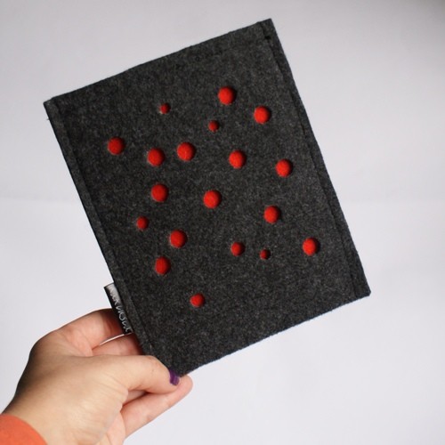 KINDLE - duże etui (grafit & czerwień) bubbles kaktusia
