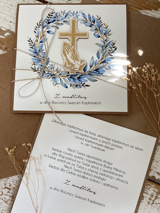 kartki scrapbooking Ręcznie robiona kartka dla księdza na rocznicę święceń kapłańskich