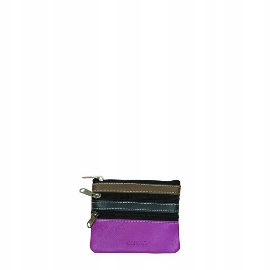 portfele damskie Saszetka skórzana na klucze z kółkiem monety bilonówka skórzana OLIVKA