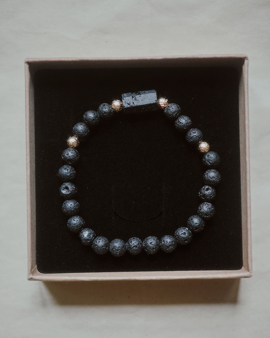 biżuteria męska Męska bransoletka, turmalin i lawa wulkaniczna