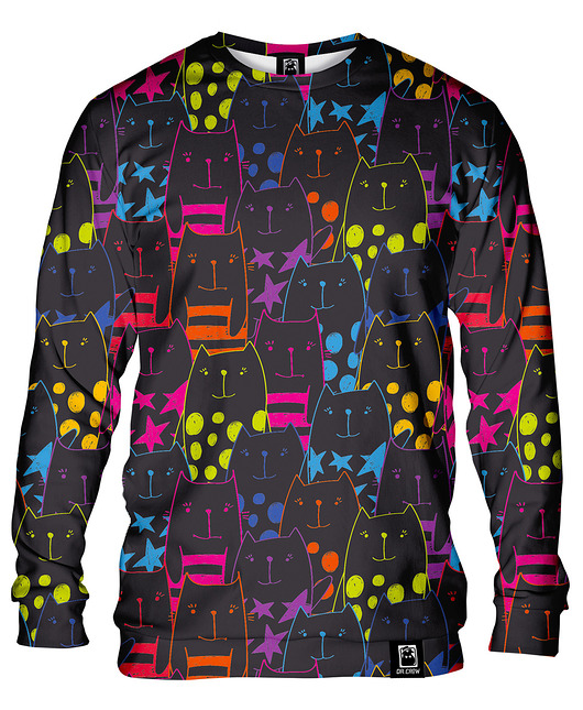 bluzy męskie Bluza Bez Kaptura Męska DR.CROW Koty