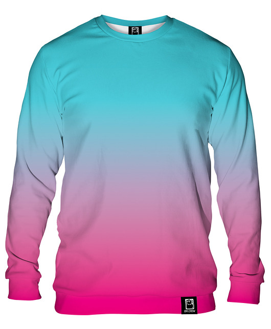 bluzy męskie Bluza Bez Kaptura Męska DR.CROW Ombre Mint Pink