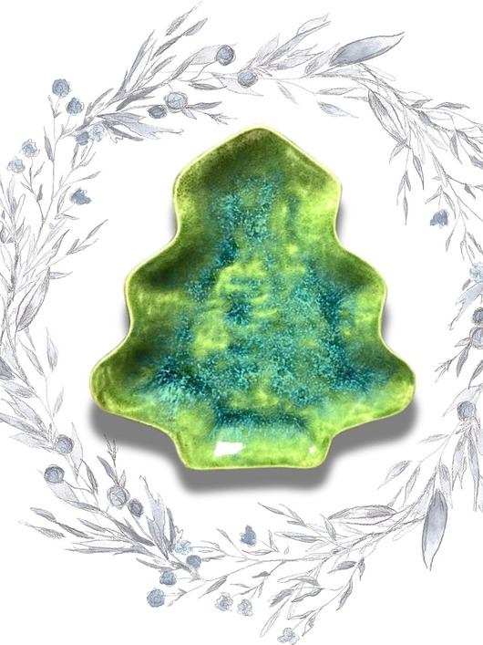 dekoracje świąteczne Talerz ceramiczny Pastelowa choinka