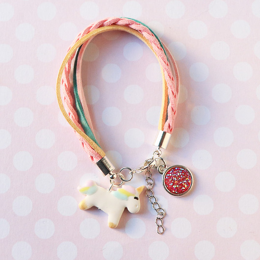 bransoletki na sznurku Dla dziewczynki bransoletka z jednorożcem