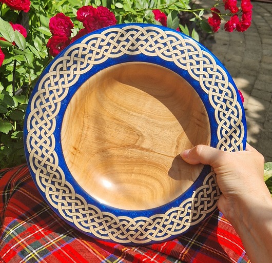 talerze, miski Ciężka celtycka miska z drewna