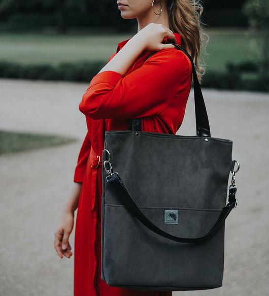 torby na ramię Duża szara zamszowa torba