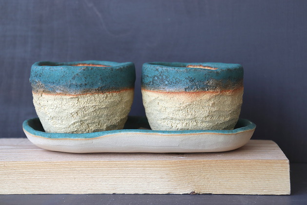 doniczki Podwójna, mała doniczka ceramiczna