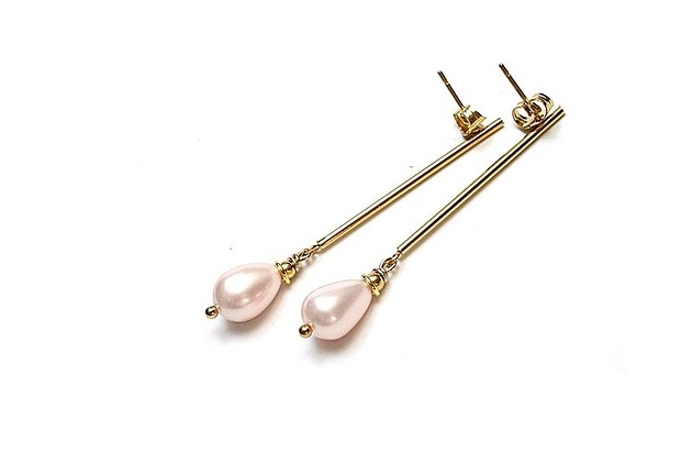 kolczyki pozłacane Kolczyki pozłacane Alloys Collection - Stick /light rose pearls/