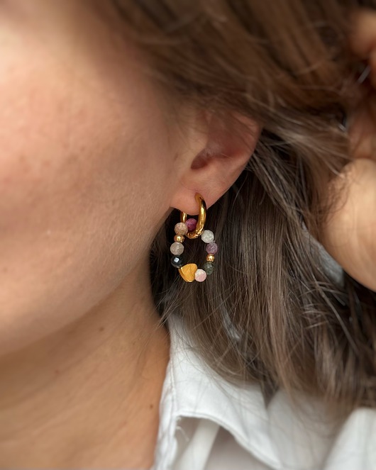 kolczyki pozłacane Kolczyki pozłacane Koła Turmalin Kolorowy Serce