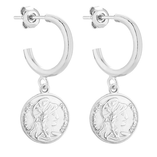 kolczyki srebrne Srebrne półkola M z monetami