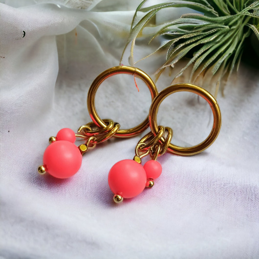 kolczyki swarovski Swarovski neon pearls : neon red