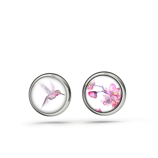 kolczyki szklane Kolczyki sztyfty - Koliber - mini