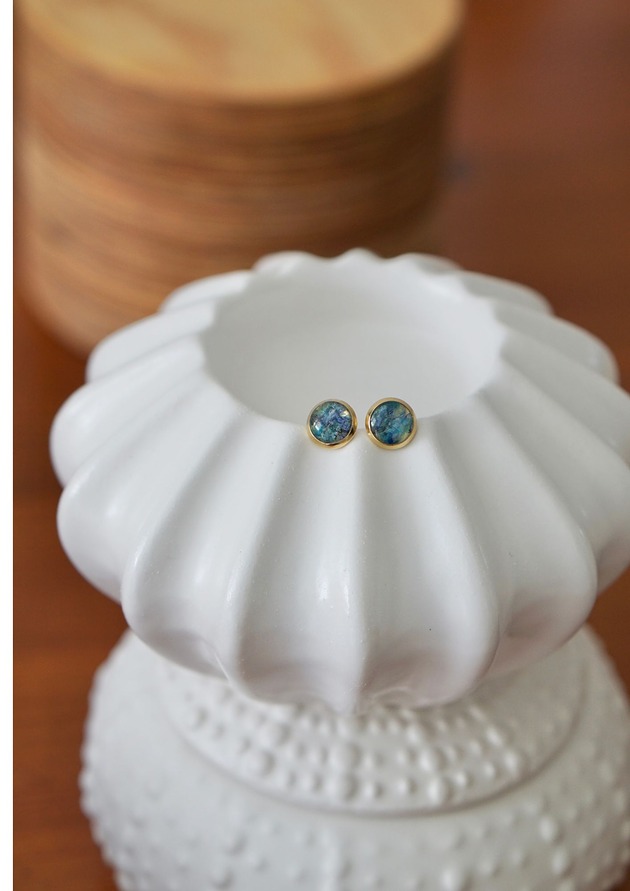 kolczyki z żywicy Kolczyki wkrętki z turkusową gipsówką