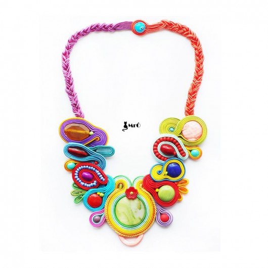 Bajkowiec wielobarwny naszyjnik Soutache Mró Soutache